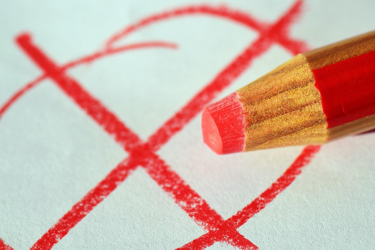 What does a red pen mean? 