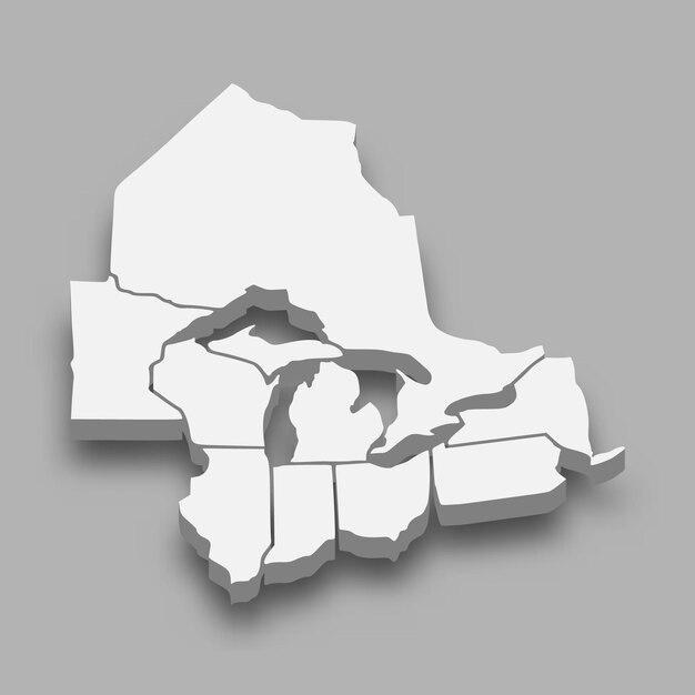 What two regions do the Great Lakes border? 