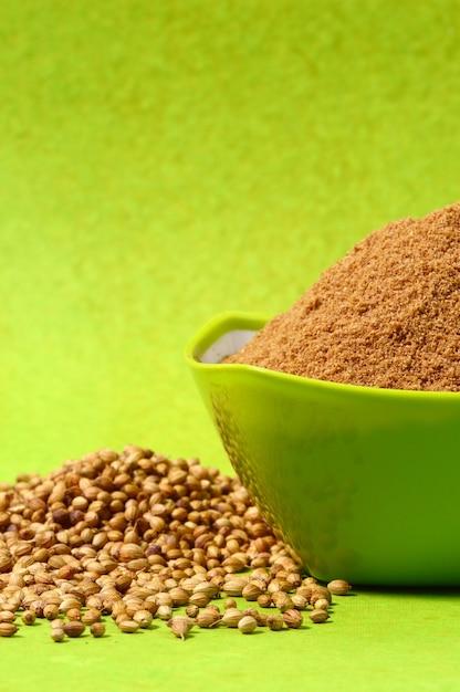 What is the meaning of coriander powder? 