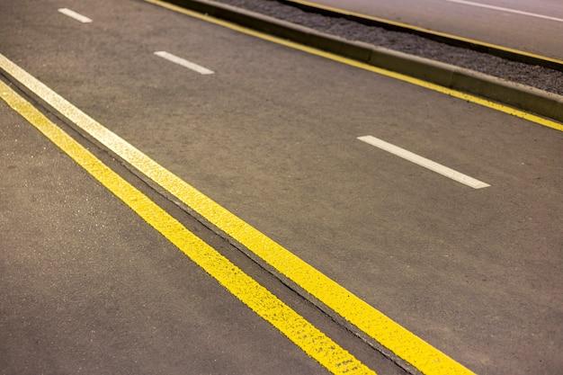 What is marked by two sets of double yellow lines? 